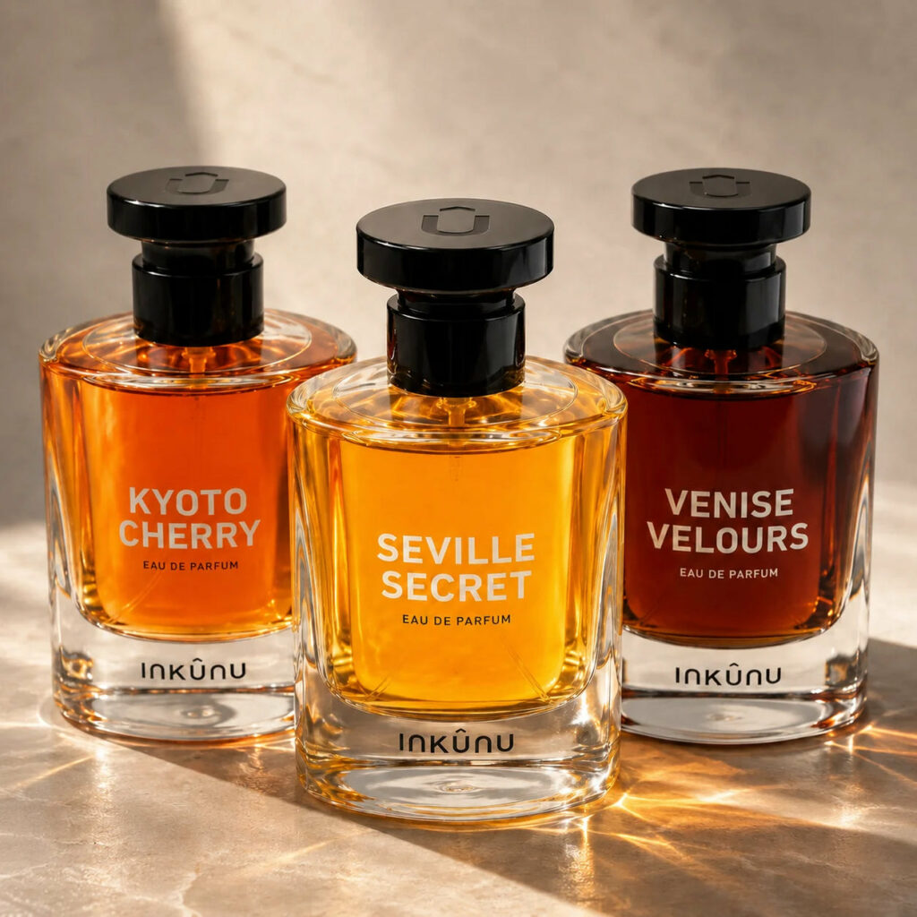 Kyoto Cherry, Seville Secret and Venise Velours in warm light