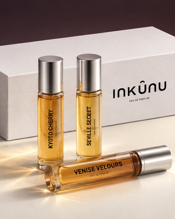 The three travel sprays in front of the INKÛNU box